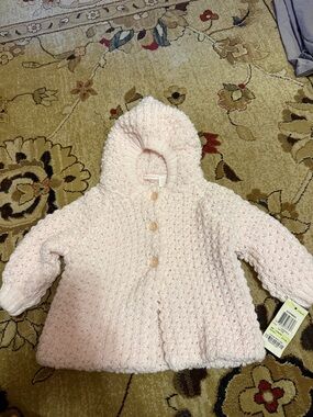 First Impressions Pink Hooded Knit Sweater